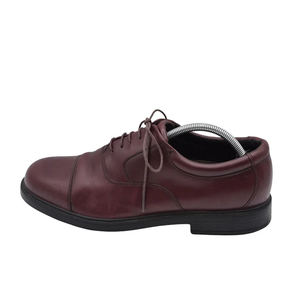 Rockport Shoes Mens Size 10.5 Red Leather Cap Toe Oxford Dress Lace Up M4347‎